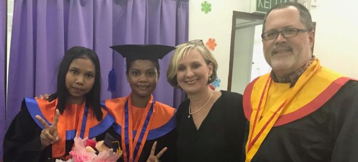 TIm & Beth and 2 graduates at Sitiawan SOM graduation Dec 2017