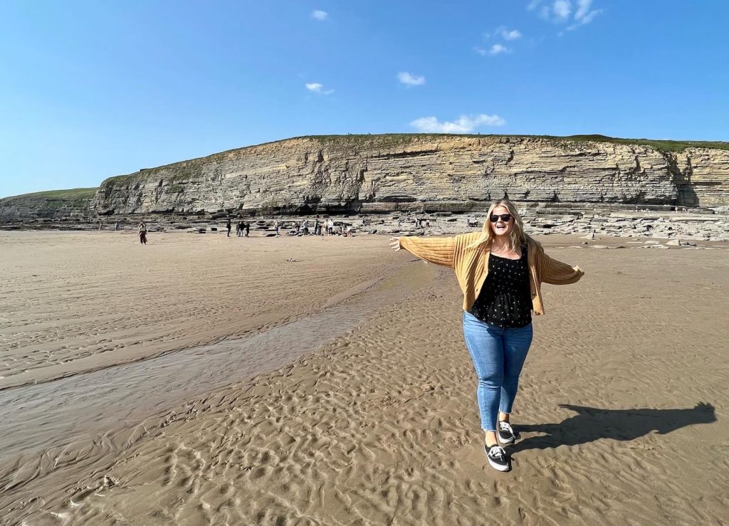 Janene at the coast in Wales near Bridgend.