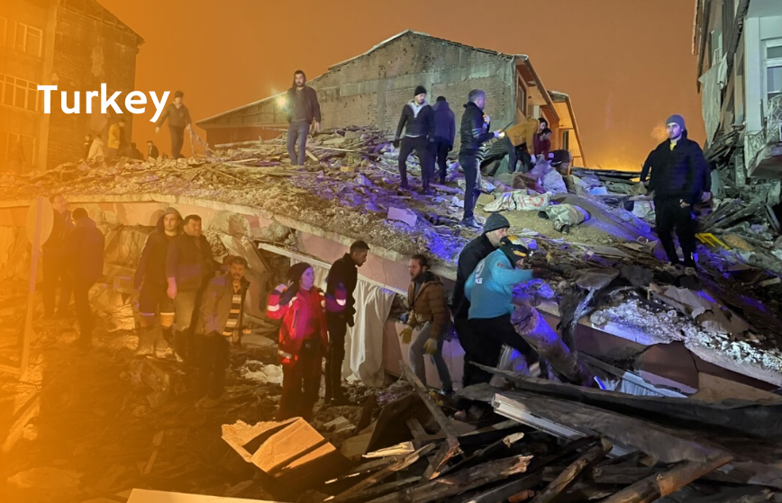 Calapse building after earthquake in Turkey